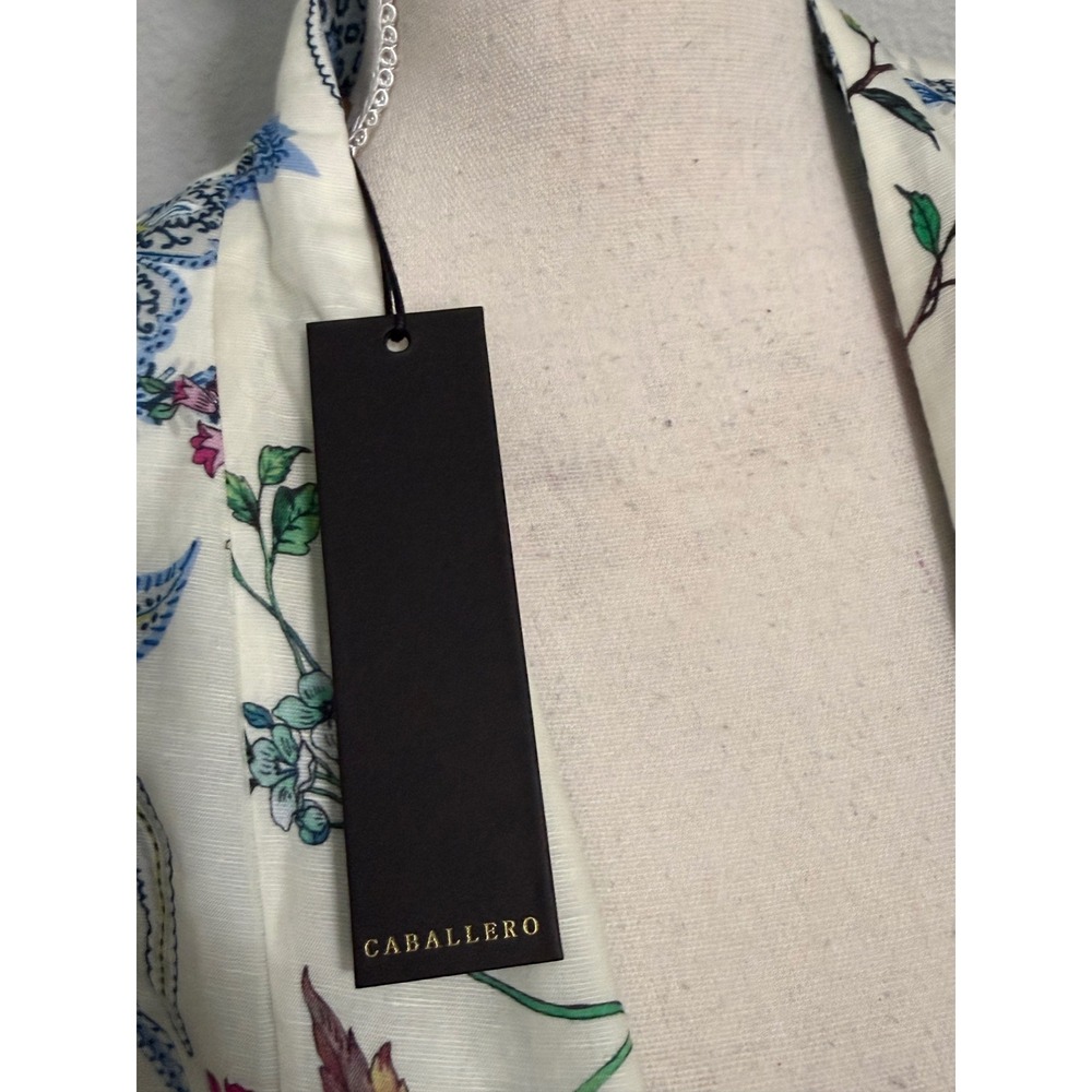 Caballero Kinsley Blazer Balinese Floral Linen Blend Open Front Jacket CA5048 L - Picture 3 of 7
